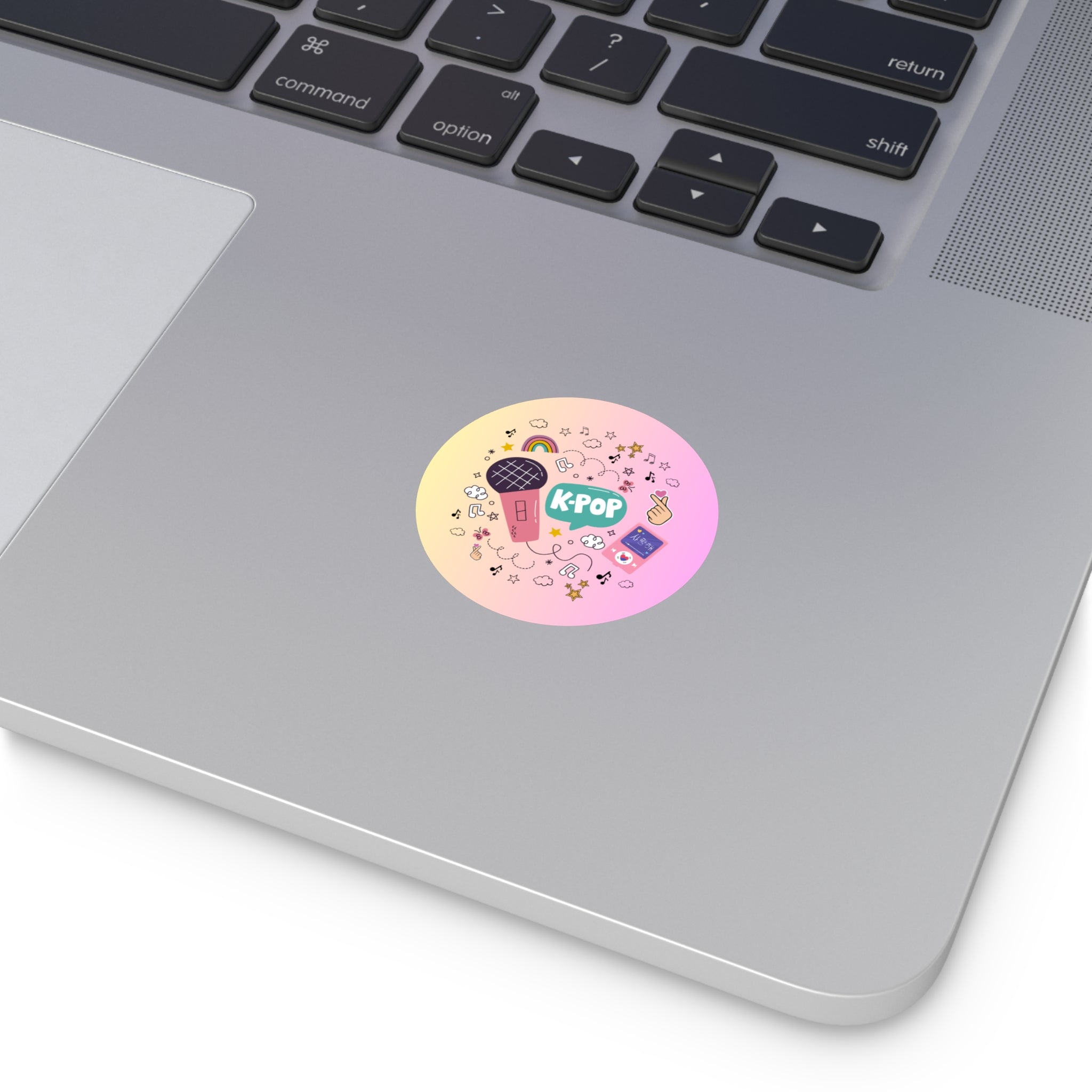 K-Pop Round Vinyl Stickers, Cute Music Decor, Trendy Gift for Fans, Laptop Decals, Party Favors, Colorful Art Stickers