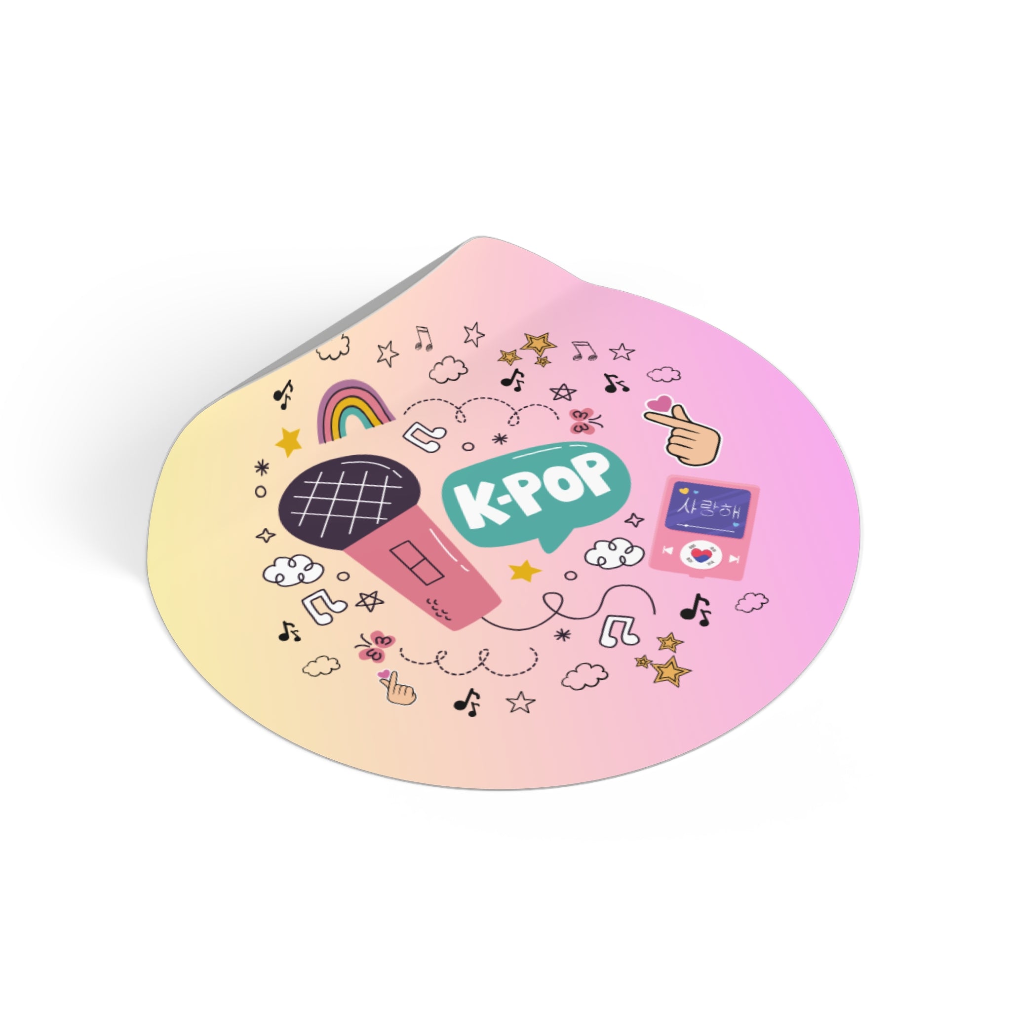 K-Pop Round Vinyl Stickers, Cute Music Decor, Trendy Gift for Fans, Laptop Decals, Party Favors, Colorful Art Stickers
