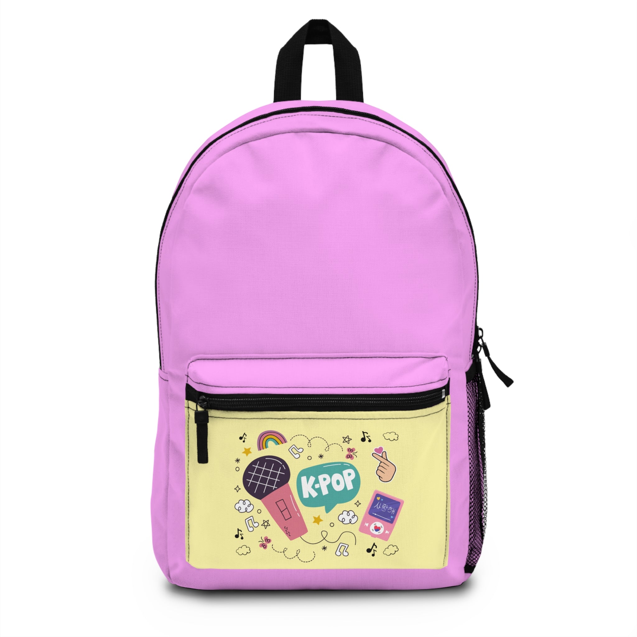 K-Pop Backpack with Cute Design, Trendy School Bag, Music Lover Gift, Pastel Purple Backpack, Fun Fashion Accessory