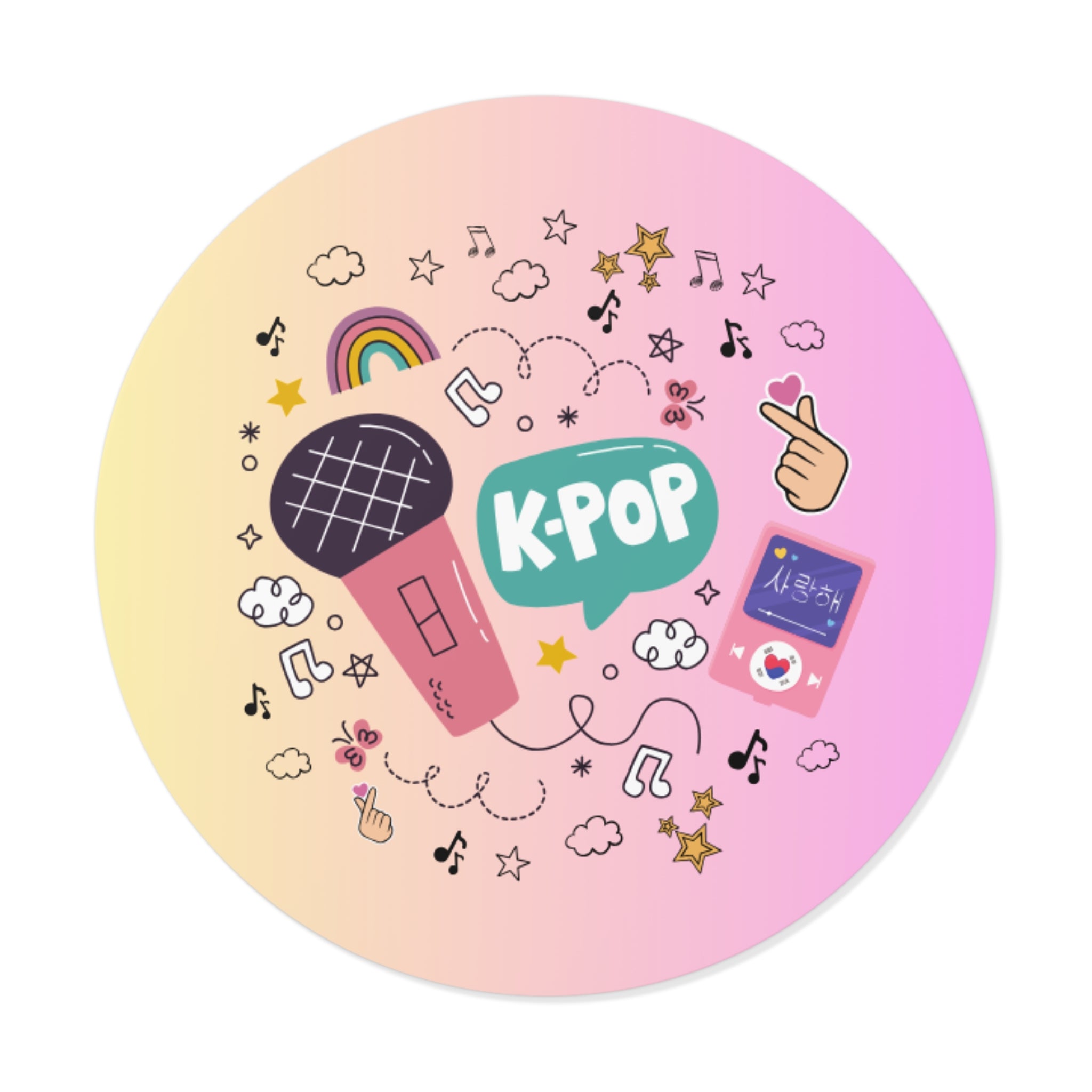 K-Pop Round Vinyl Stickers, Cute Music Decor, Trendy Gift for Fans, Laptop Decals, Party Favors, Colorful Art Stickers
