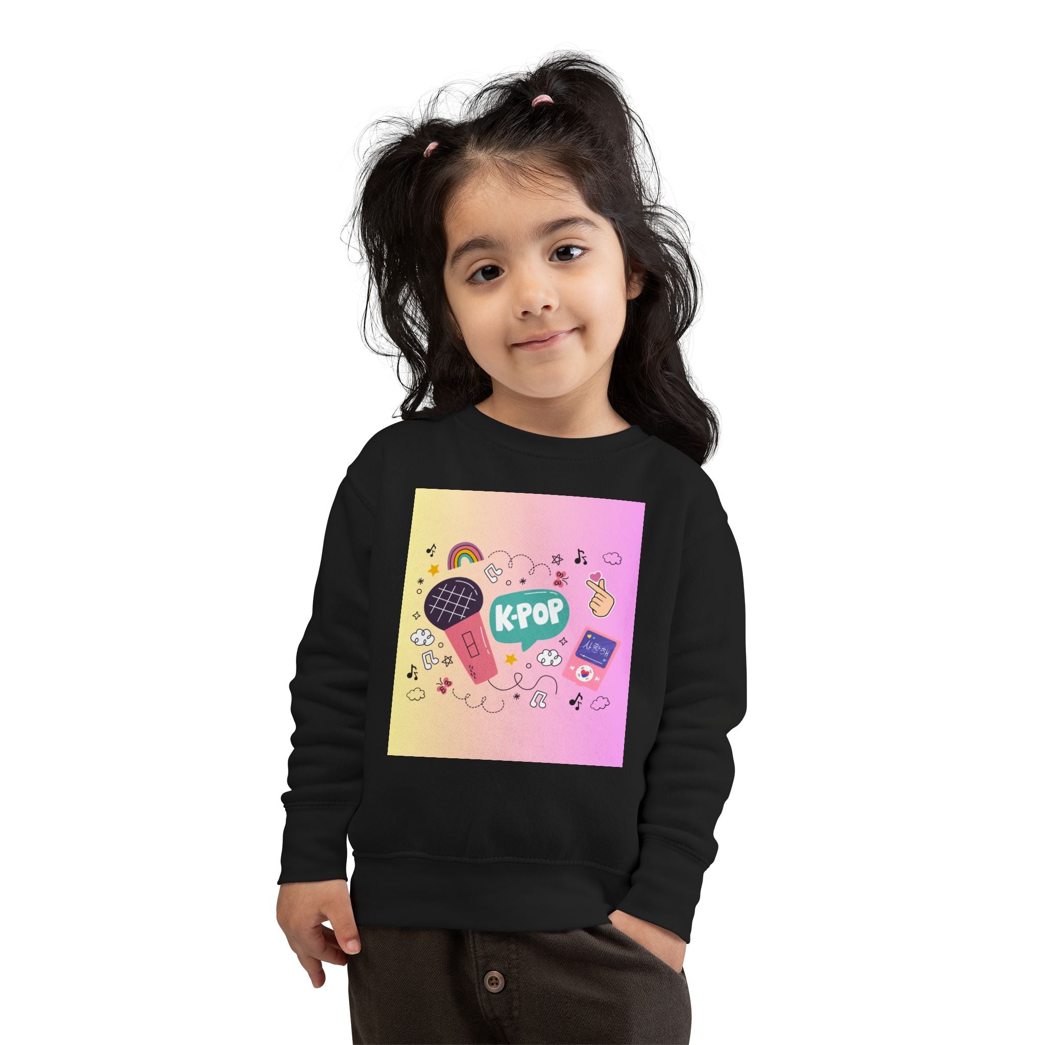 K-Pop Toddler Sweatshirt, Adorable Kids Apparel, Cute Music Theme Top, Perfect Gift for Little Fans, Toddler Fashion