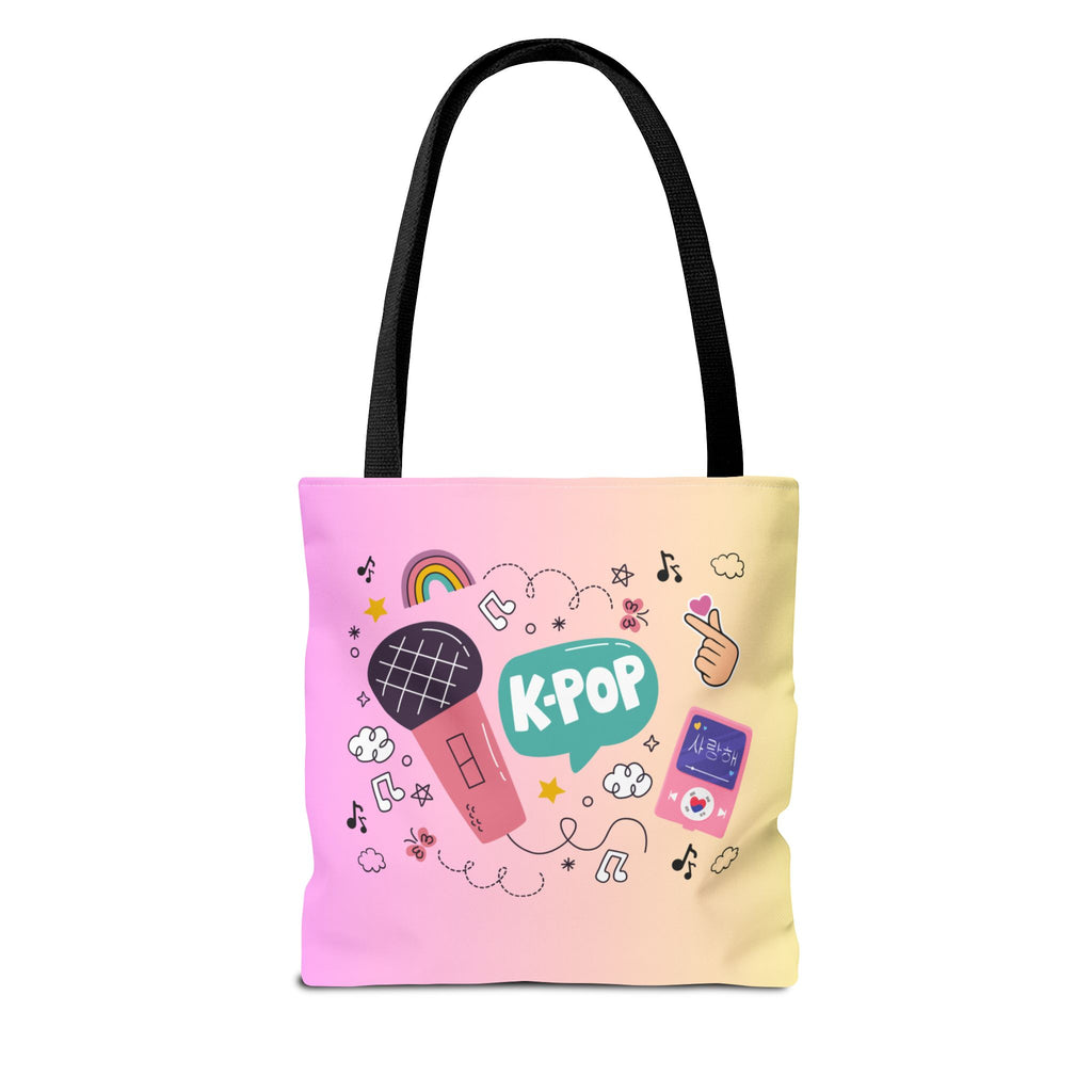 K-Pop AOP Tote Bag, Fun Music Lover's Tote, Trendy K-Pop Merchandise, Ideal Gift for Fans, Colorful Carry-All for Concerts