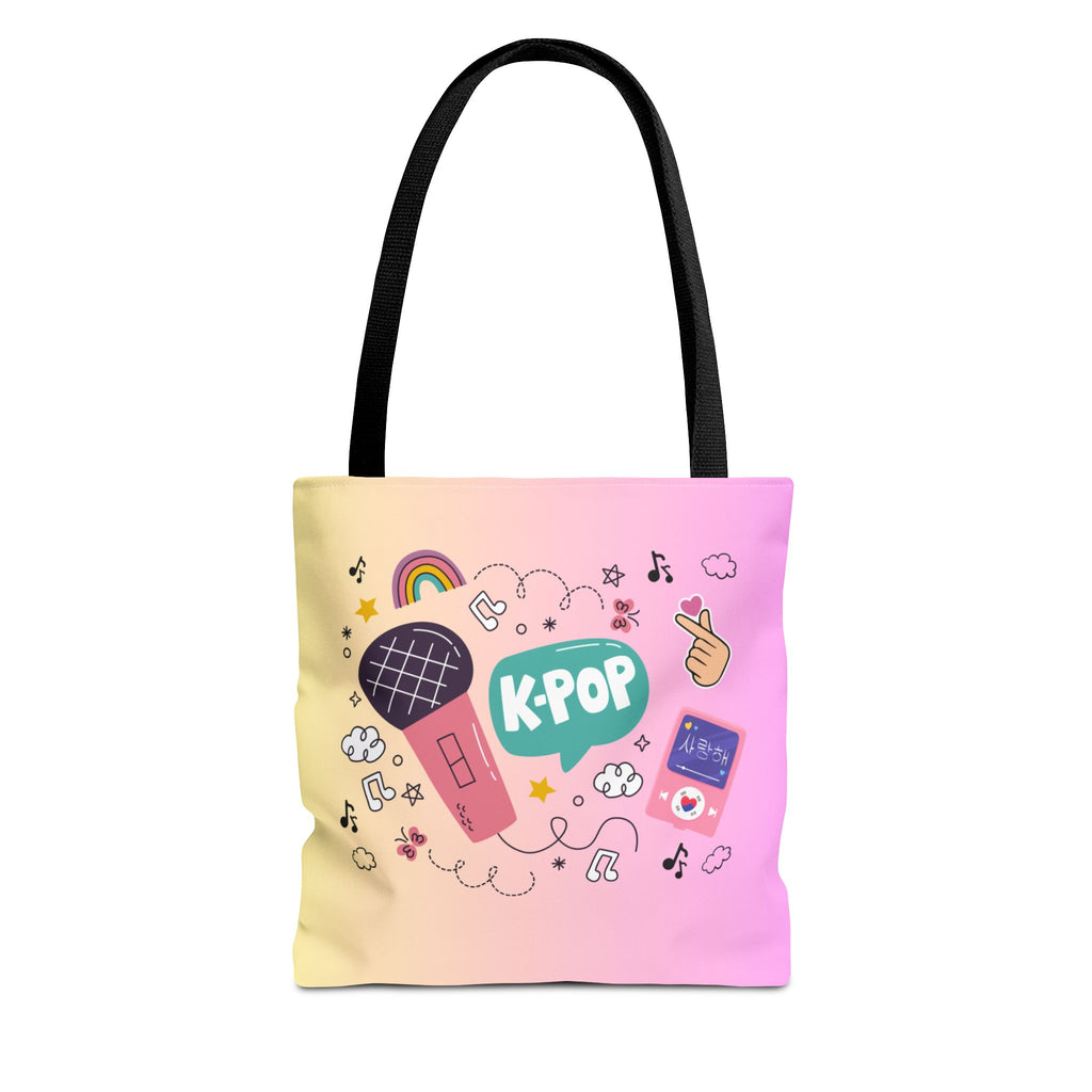 K-Pop AOP Tote Bag, Fun Music Lover's Tote, Trendy K-Pop Merchandise, Ideal Gift for Fans, Colorful Carry-All for Concerts
