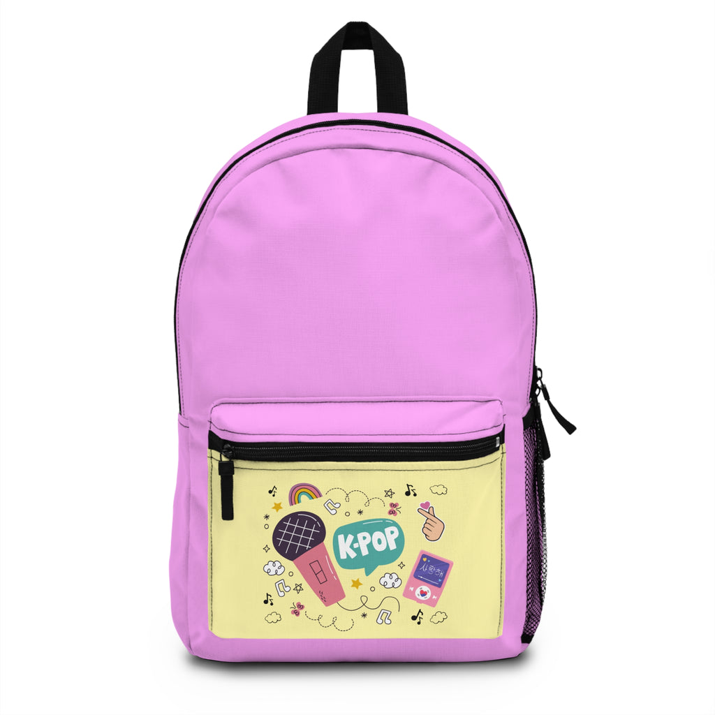K-Pop Backpack with Cute Design, Trendy School Bag, Music Lover Gift, Pastel Purple Backpack, Fun Fashion Accessory
